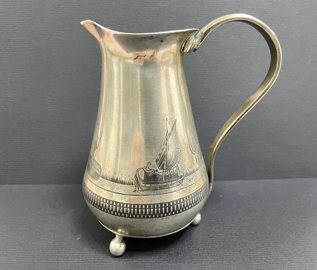 Antique unique  Museum pice Iraqi niello Sterling milk  Pot  220 Grams R4