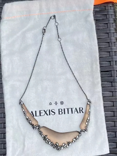 100% Authentic Alexis Bittar  Lucite & Crystal Triple Bib Necklace