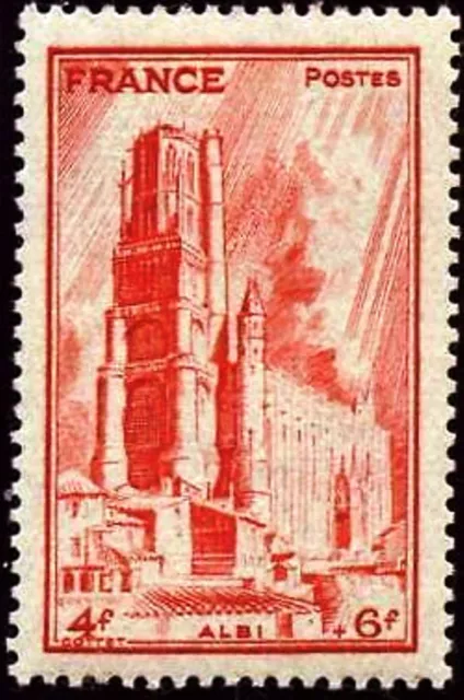 FRANCE STAMP TIMBRE YVERT N° 667 " CATHEDRALE D'ALBI 4F+6F " NEUF xx TTB
