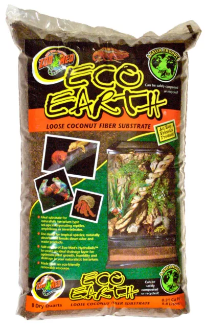 Zoo Med Eco Earth Loose Pack 8.8L Coir Gecko Spider Substrate