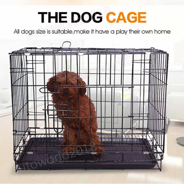 New Dog Cage Pet Puppy Crate Carrier Home Folding Door Training Kennel S M L XL 2