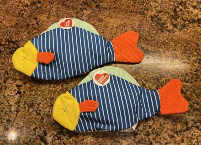 Boots &Barkley Set Of 2 Dog Toy  Fish Rubber Skeleton Insert Inside Chew NWT🐾