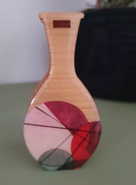 Gorgeous Handmade Speciman Tube Vase 'Red Geo' Design - Tasmanian Oak - 11cm