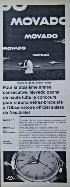 1959 Movado Kingmatic Press Advertisement Triumph Of The Swiss Watch
