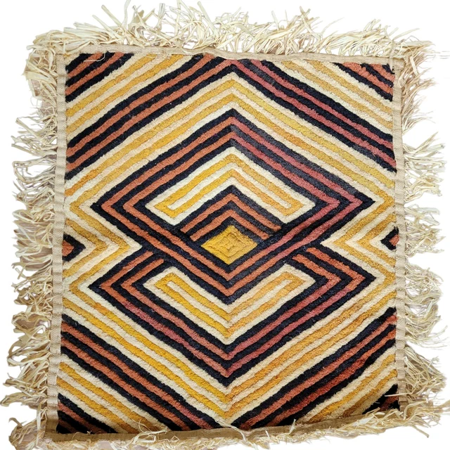 Woven Raffia Museum Wall Art African Kuba Cloth VTG Natural Textile Zaire Congo