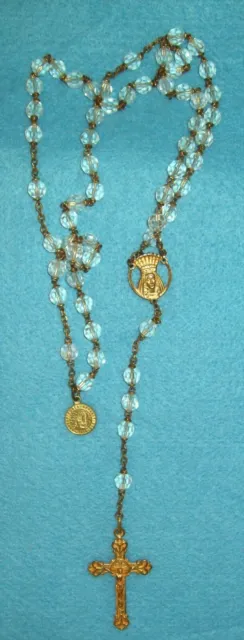 Vintage Lourdes Crystal Bead Rosary Crucifix Aurora Borealis Extra attach METAL