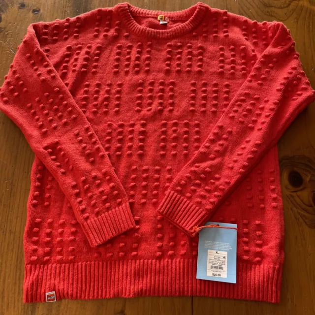 Lego x Target Youth XL Red Textured Crewneck Long Sleeve Pullover Sweater
