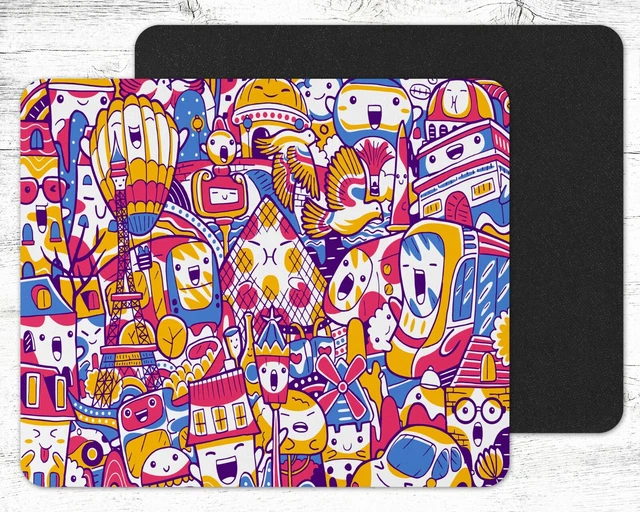 Graffiti Red & Blue Pattern Design Mouse Pad Mat Neoprene Rectangle #6