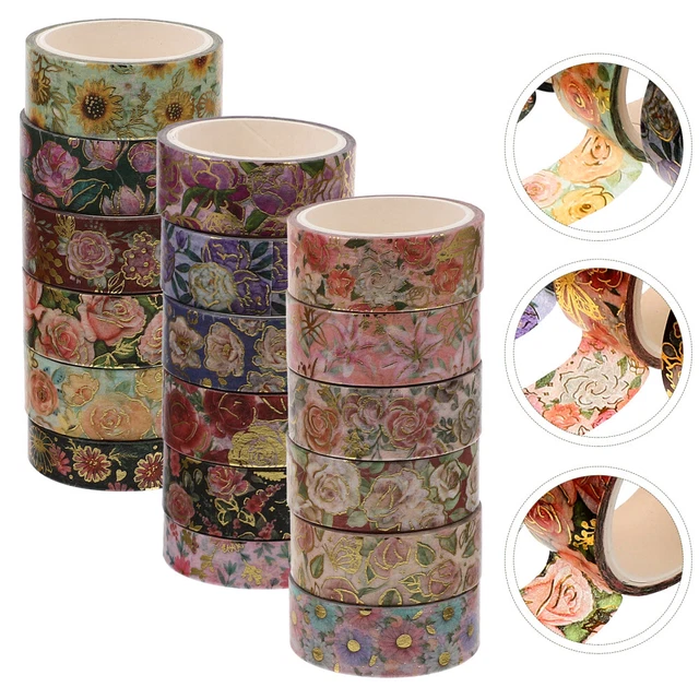 18 Rolls Ruban De Masquage Washi Autocollants Floraux Décor Rétro Décorer