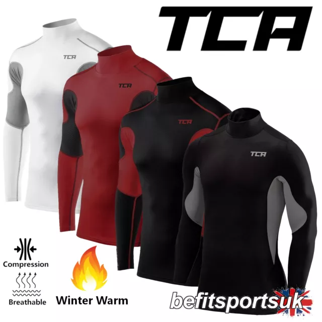 Mens Compression Base-Layer Long Sleeve Thermal Top Skin Mock Neck Winter Tca