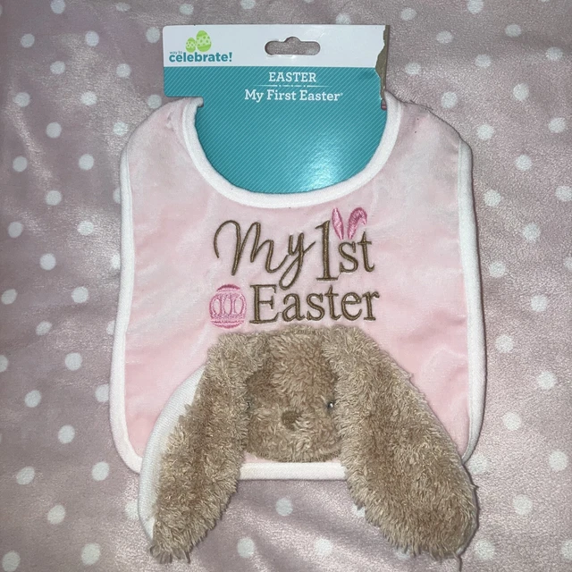 NEW "My First Easter" Girls Pink Bunny Rabbit Bib - NWT