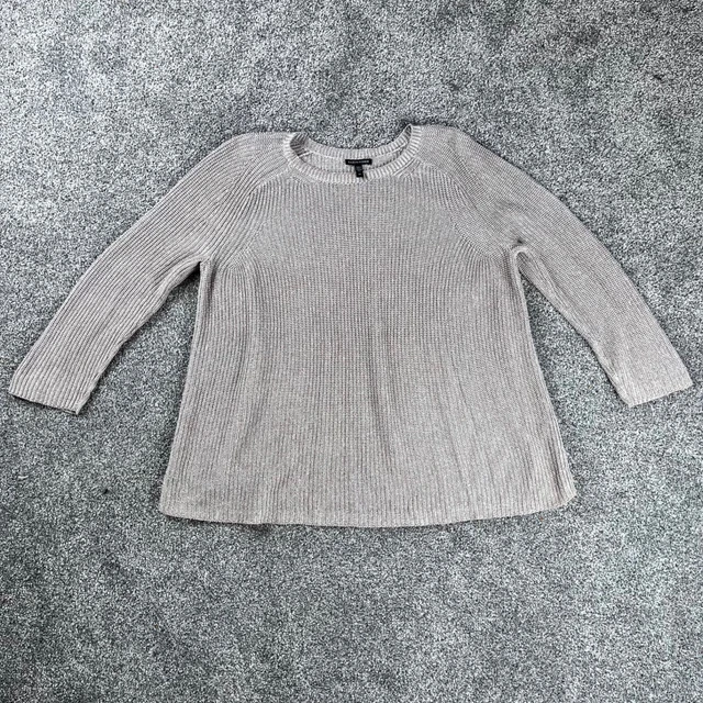 Eileen Fisher Damenpullover aus Bio-Baumwolle Größe S beige lose Passform