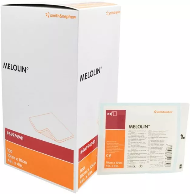 MELOLIN DRESSING 10 X 10 CM Low-adherent Sterile Wound Dressing First Aid UK