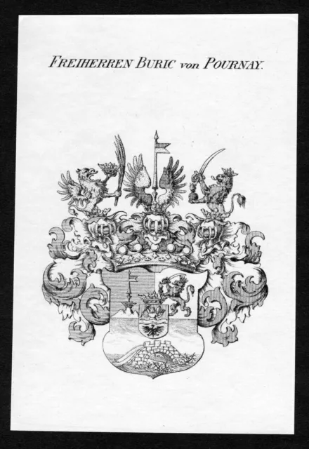 1820 - Buric De Pournay Armoiries Adel Coat De Arms Heraldry Héraldique