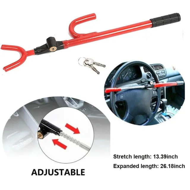 Steering Wheel Lock Twin Hooks Anti Theft Universal Car Van Truck SUV