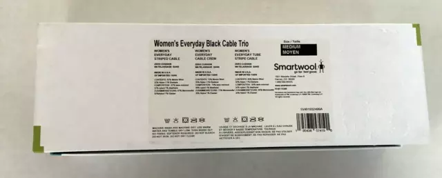 SmartWool Everyday Merino Wool Black Cable Trio Gift Set Women's Size Medium 3