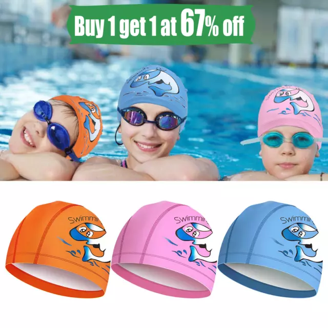 Kids Swimming Cap Girls Boys Unisex Swim Pool Hat Waterproof Silicone Durable