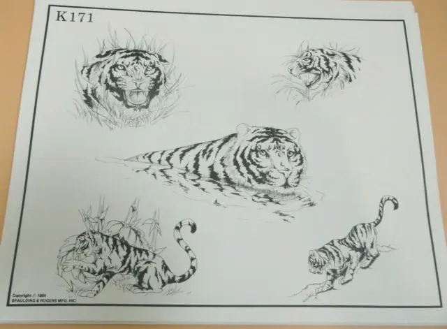 Hoja flash de tatuaje Spaulding & Rogers 1984 rara K171 Tigres
