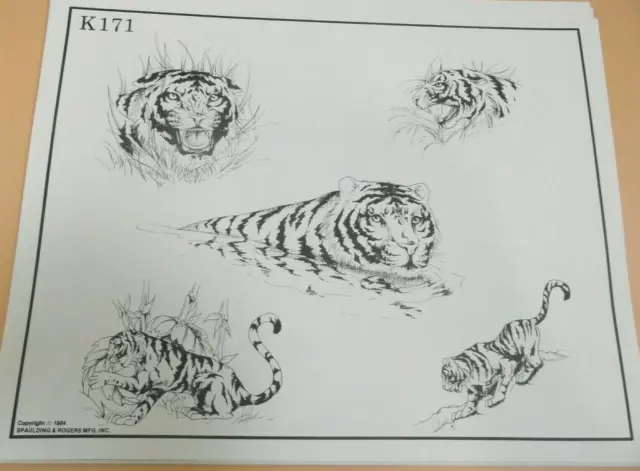 Hoja flash de tatuaje Spaulding & Rogers 1984 rara K171 Tigres