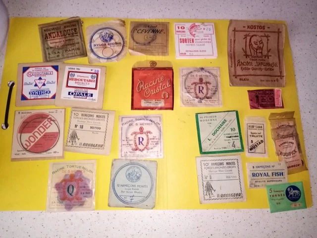 Lot De 13 Anciennes Pochettes Fil Et Hameçons Pêche Manufrance Saint-Etienne