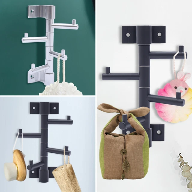 Wall Mounted Rotating Coat Hooks For Bathroom Hanging With 4 Swivel Arms Durable