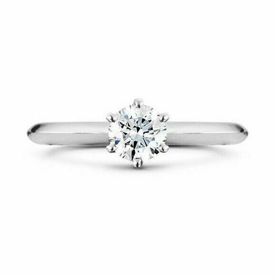 Solide 950 Platine Bague 0.50 CT Vrai Diamant Femmes Alliance Taille 6 7 