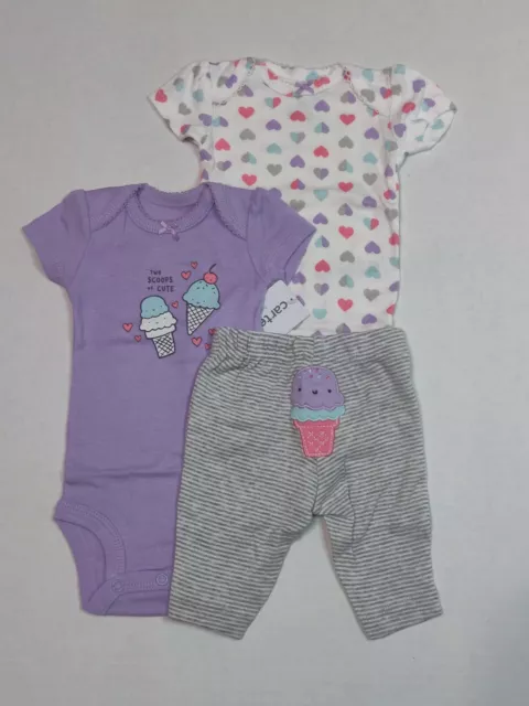 Carters 3 Piece Set Ice Cream Theme for Girls 3 Months Summer