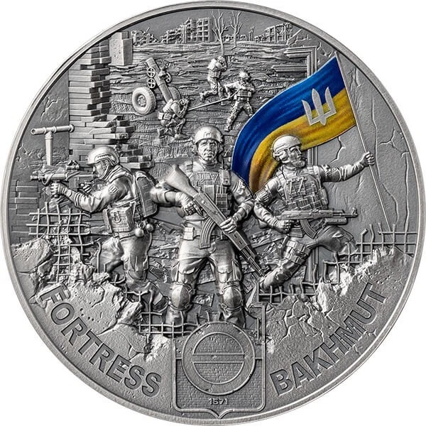 Fortress Bakhmut (Ukraine) 2oz Antique finish Silver Coin Republic Ghana 2023