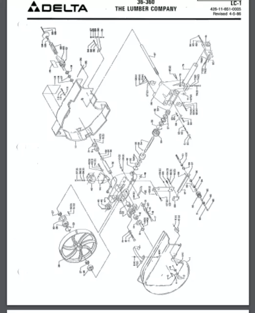 Delta 36-360 The Lumber Co. Portable Sawmill Parts list 7 pages