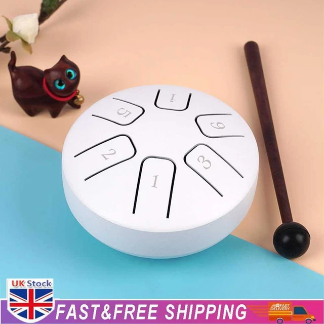 3.8 Inch 6-Tone Steel Tongue Drum Mini Hand Pan Drums (Snow White)