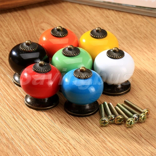 5x Vintage Ceramic Round Drawer Knobs Door Cupboard Closet Door Pull Handles