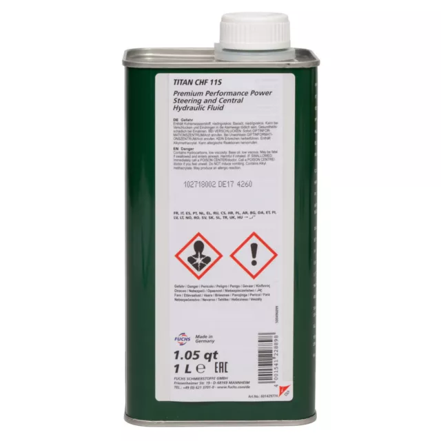1L FUCHS Pentosine TITAN CHF 11S huile hydraulique huile de direction assistée BMW MERCEDES OPEL VW 3