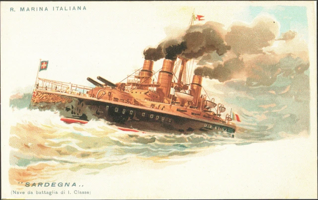 CARTOLINA D'EPOCA Sardegna Nave Da Battaglia I. Classe Regia Marina