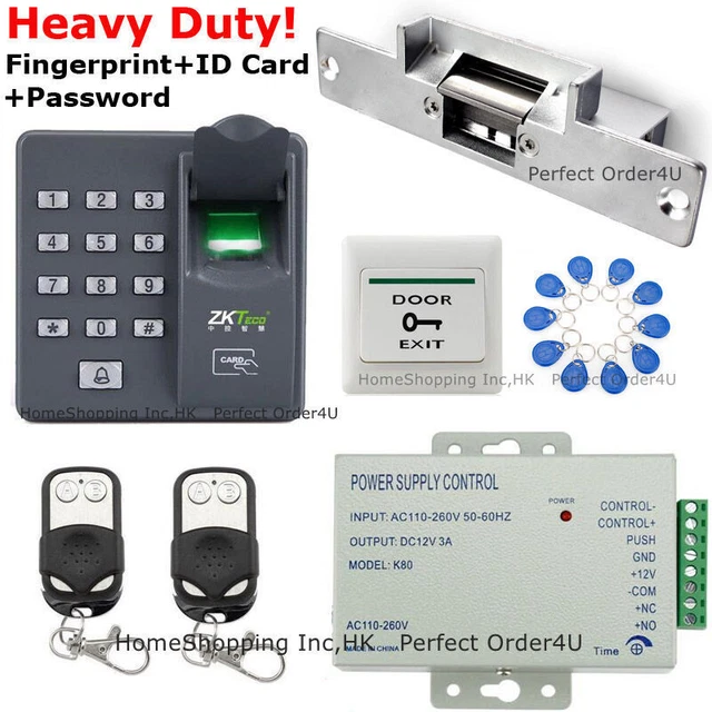ZKTECO FINGERPRINT&RFID CARD&PASSWORD Door Access Control System+ 2PC ...