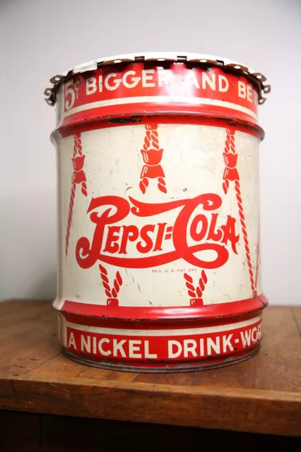 1940 Vintage Pepsi Cola Barrel Drum 5 Gallon Metal Can Syrup Container Soda old