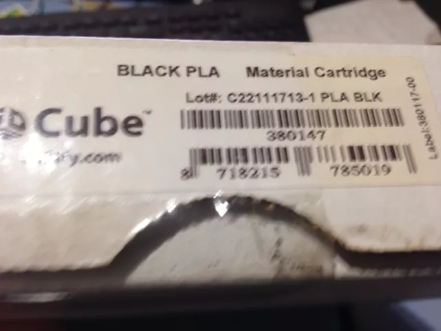 Cube 3D printer Black PLA Material Cartridge C22111713-1 Pla Blkt 3