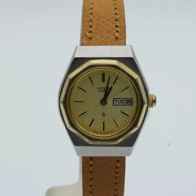 Citizen Quarzo Orologio Donna 25MM Acciaio/Oro Vintage Raro 8020 Polso