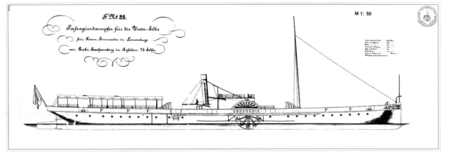 CONCORDIA, Seitenraddampfer, (1878). Modellbauplan