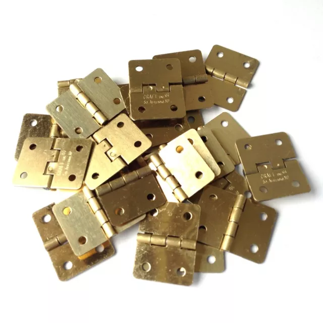 10 x Brass Plated Steel Butt Hinges 20mm x 20mm Cabinet Door Hardware Home DIY