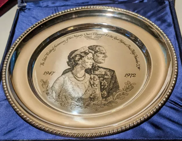 1947 - 1972 Wedding Anniversary Sterling Silver Plate 282g Total