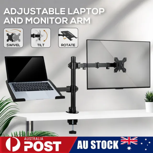 Monitor Stand Arm Display Desk Mount Holder Bracket Screen Laptop Tray Adjust