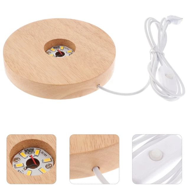 WOOD DISPLAY PEDESTAL LED Light Base Table Crystal Lamp Base led base £ ...