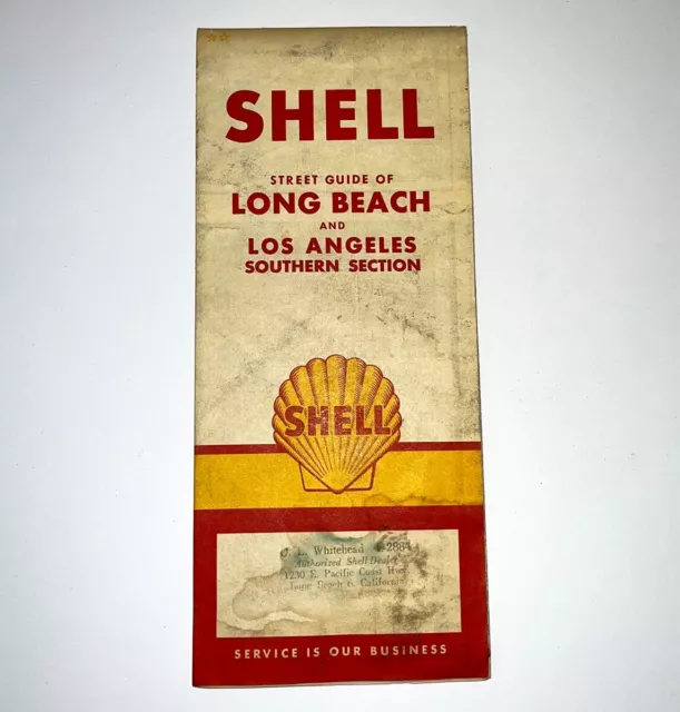 Vintage SHELL Street Guide of Long Beach & Los Angeles Southern Section Map 1960