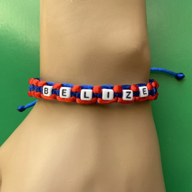 BELIZE Handcrafted Ribon Satin Rat Tail Cord Bracelet HANDMADE red white blue