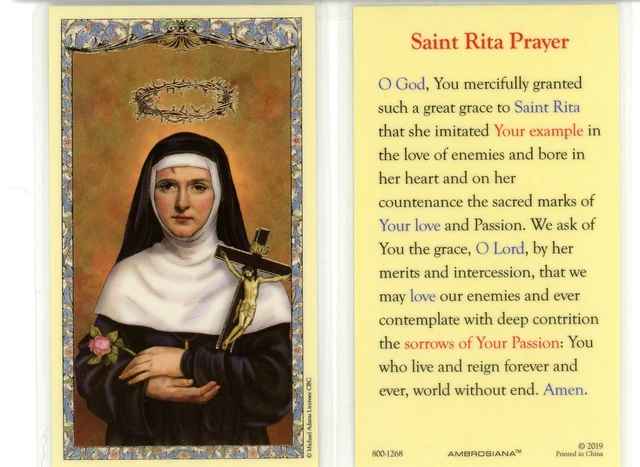 PRAYER TO SAINT Rita - Laminated Holy Card 800-1268 £1.52 - PicClick UK
