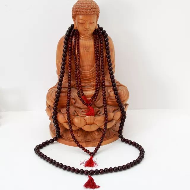 Palissandro Mala Collana Buddha Buddismo Preghiera Meditazione 50-90cm Lunghezza