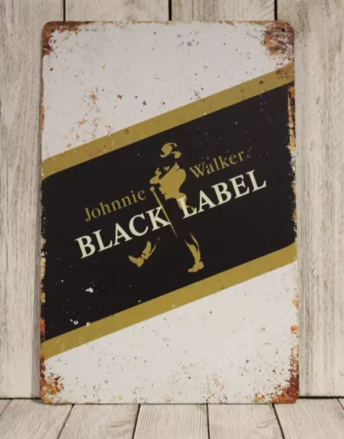 Johnnie Walker Whiskey Tin Sign Metal Irish Bar Pub Scotch Black Label Whisky XZ