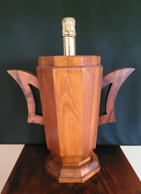 Art Deco Wooden Wine Cooler/Bottle Holder with Zinc Liner