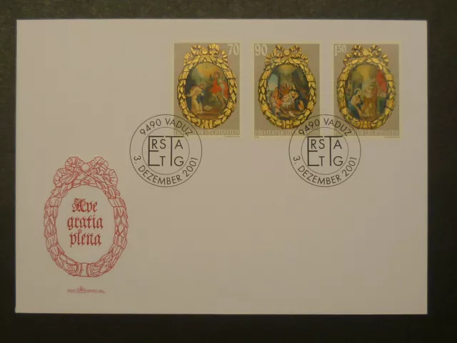 Liechtenstein Minr.: 1275 - 1277 Weihnachten 2001 FDC