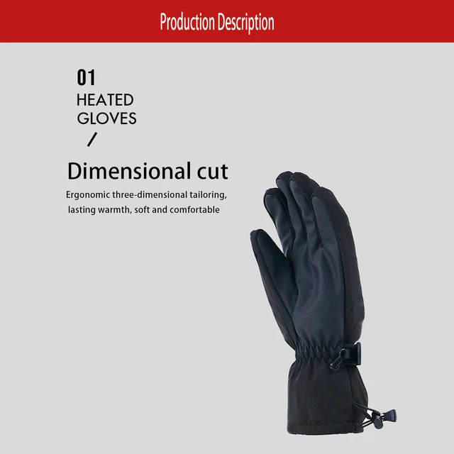 Gants Chauffants électriques (XL)3 Températures Réglables Gants à Piles Au Lithi